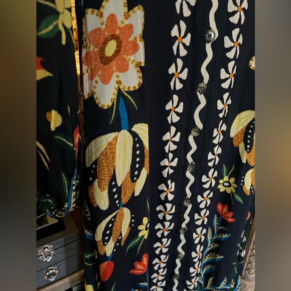 Anthropologie | Farm Rio Long-Sleeve Button-Front Midi Dress - Picture 6 of 8